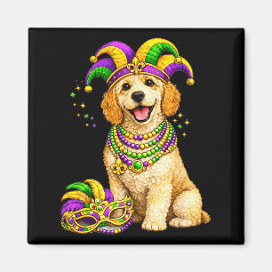 Cute Mardi Gras Themed Labradoodle Dog Magnet