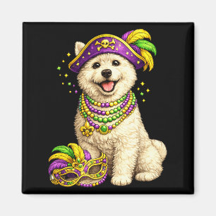 Cute Mardi Gras Themed West Highland Terrier, West Magnet