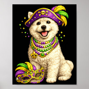 Cute Mardi Gras Themed West Highland Terrier, West Poster