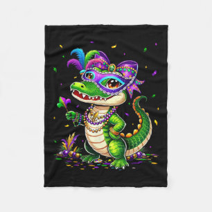 Cute Mardigator Mardi Gras Alligator Costume Girl Fleece Blanket