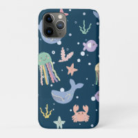 Cute Marine Life Seamless Pattern