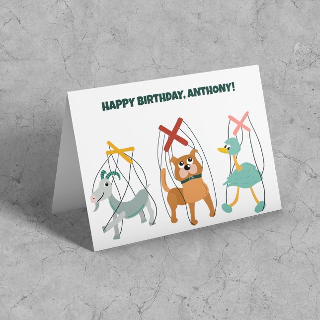 Cute Marionette Puppets Puppeteers Personalized Card (Creator Uploaded)