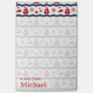 Cute Maritime Pattern Add Your Name Post-it Notes