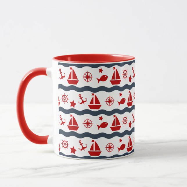 Cute Maritime Pattern Mug (Left)