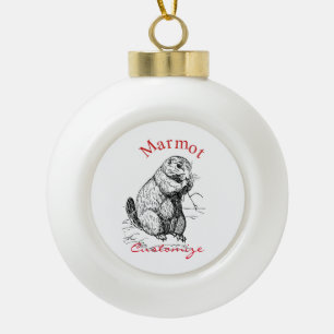 Cute Marmot Animal Thunder_Cove Ceramic Ball Christmas Ornament