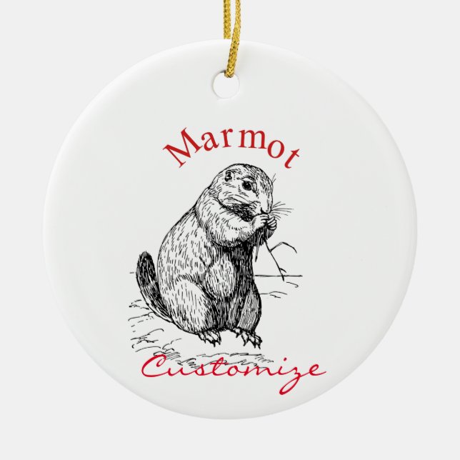 Cute Marmot Animal Thunder_Cove Ceramic Ornament (Front)