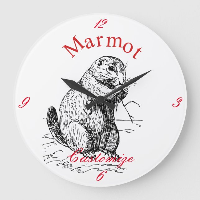Cute Marmot Animal Thunder_Cove Large Clock (Front)