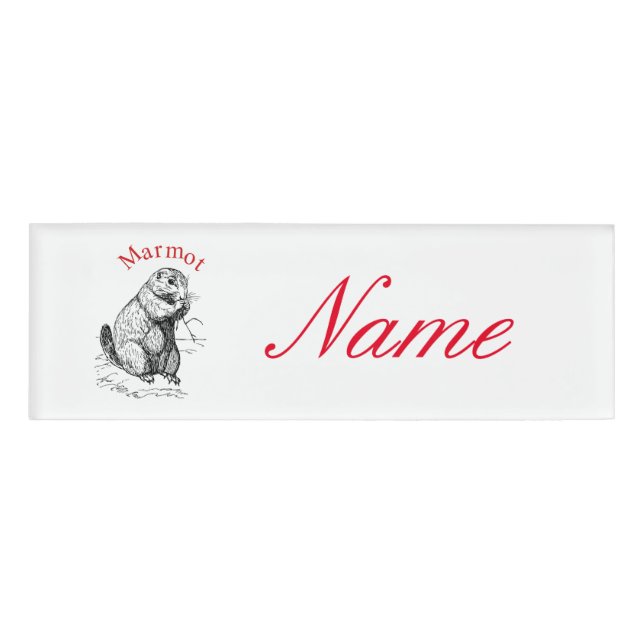 Cute Marmot Animal Thunder_Cove Name Tag (Front)