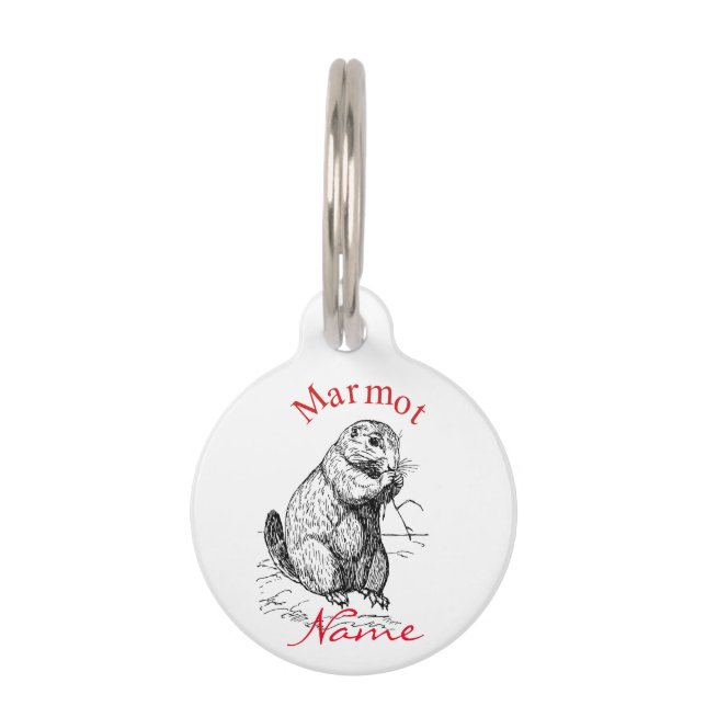 Cute Marmot Animal Thunder_Cove Pet Tag (Back)