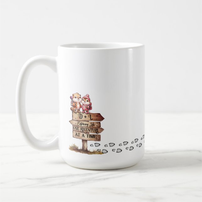 Cute Marmot Outdoorsy Couple Adventure Hiking  Coffee Mug (Left)