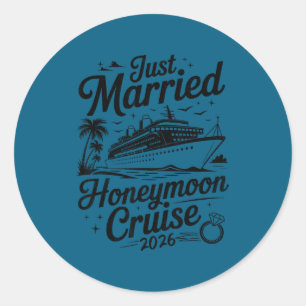 Cute married honeymoon cruise 2026 newlyweds classic round sticker