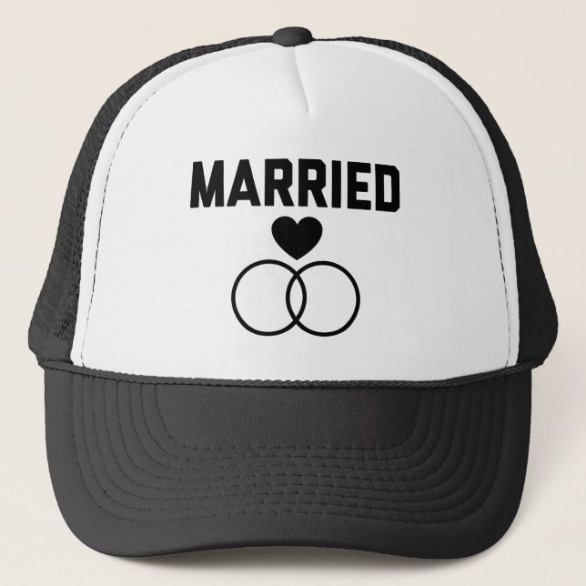 Cute Married Wedding Gift Trucker Hat (Front)