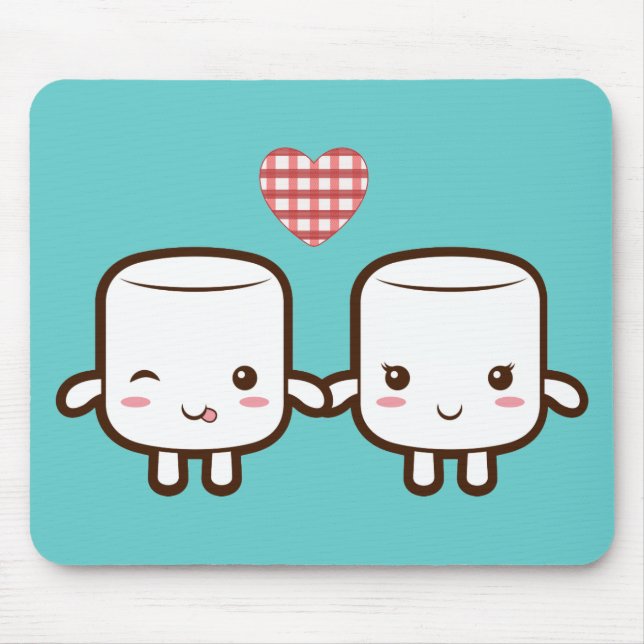 Cute Marshmallow couple Mouse Pad (Front)