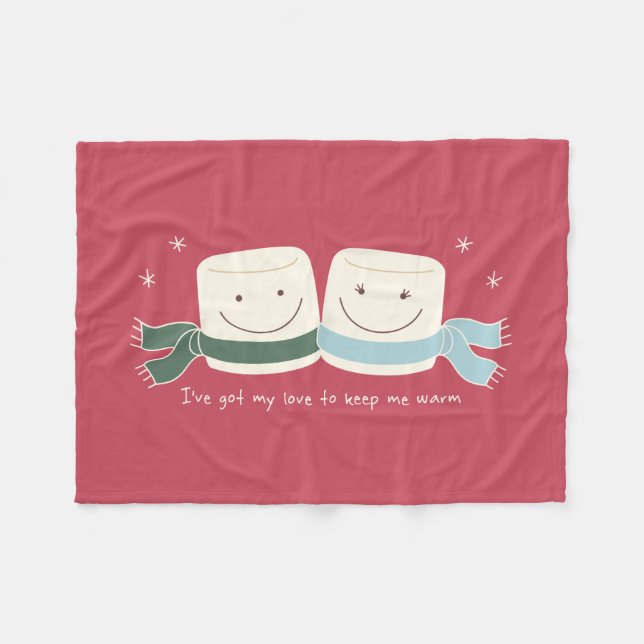 Cute Marshmallow Love Winter Holiday Blanket (Front (Horizontal))