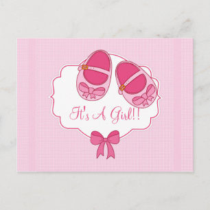 Cute "Mary Janes" Baby Shower Invitation Postcard