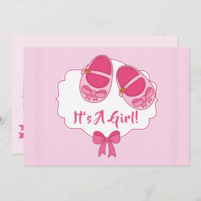 Cute "Mary Janes" It's A Girl Baby Shower Invitation (Front/Back)