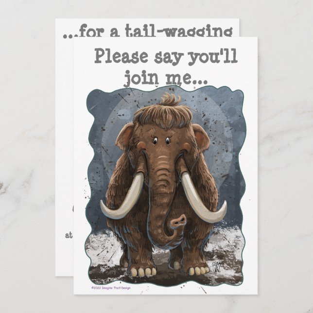 Cute Mastodon Invitation (Front/Back)
