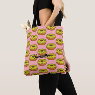 Cute Matcha Frog Doughnut Tote Bag