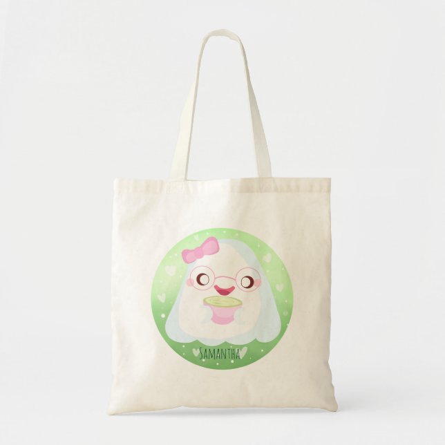 Cute Matcha Latte Ghost Tote Bag (Front)