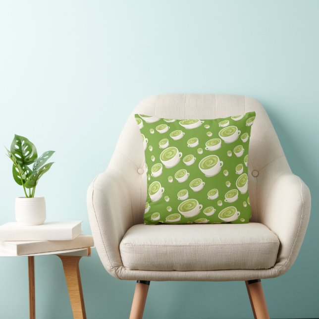 Cute Matcha Latte Pattern in love Cushion (Chair)