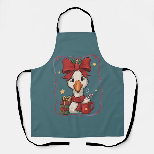Cute Matching Christmas Goose Funny Family Ducks  Apron (Front)