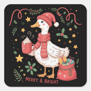 Cute Matching Christmas Goose Funny Family Ducks Square Sticker