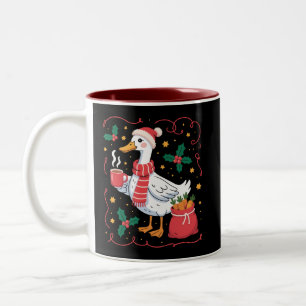 Cute Matching Christmas Goose Funny Family Ducks Two-Tone Coffee Mug