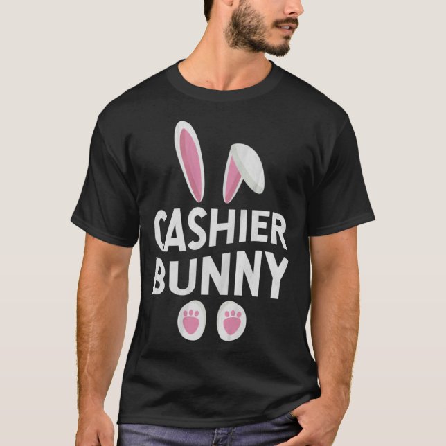 Cute Matching Family Easter Day  Cashier Bunny T-Shirt (Front)
