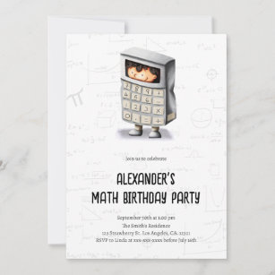 Cute Math Formulas Calculator Birthday Party Invitation