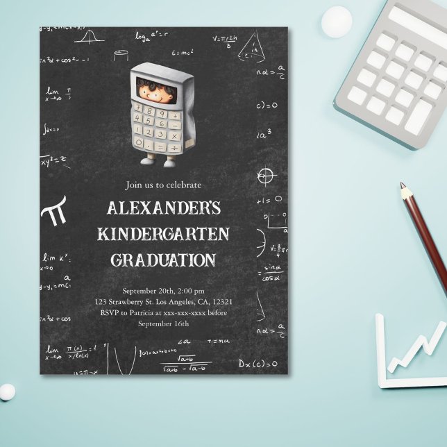 Cute Math Kids Kindergarten Graduation  Invitation (Creator Uploaded)