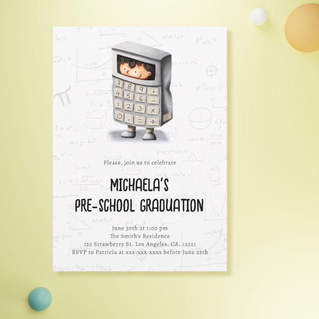 Cute Math Preschool Graduation Party Invitation (Creator Uploaded)
