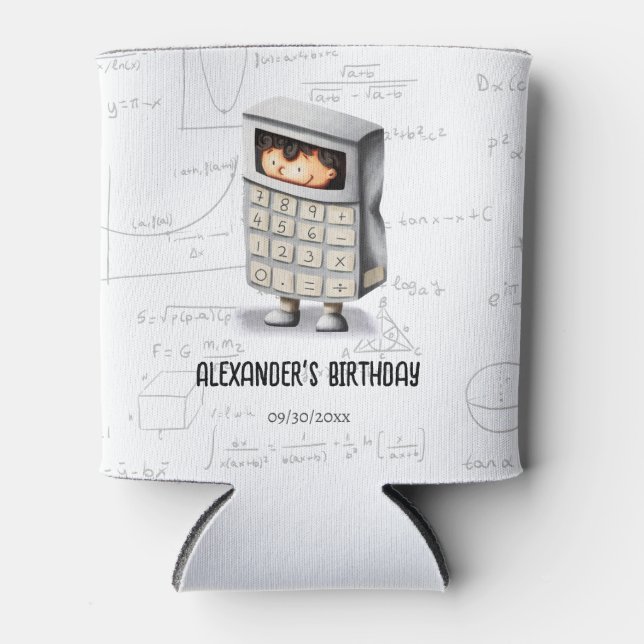 Cute Mathematic Equations Birthday Favour Can Cooler (Front)