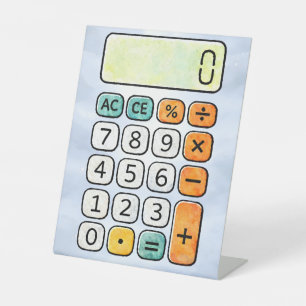 Cute Maths Calculator Desk Art for Kids Pedestal Sign