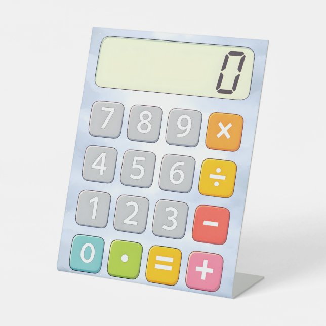 Cute Maths Calculator Desk Art for Kids Pedestal Sign (Front)
