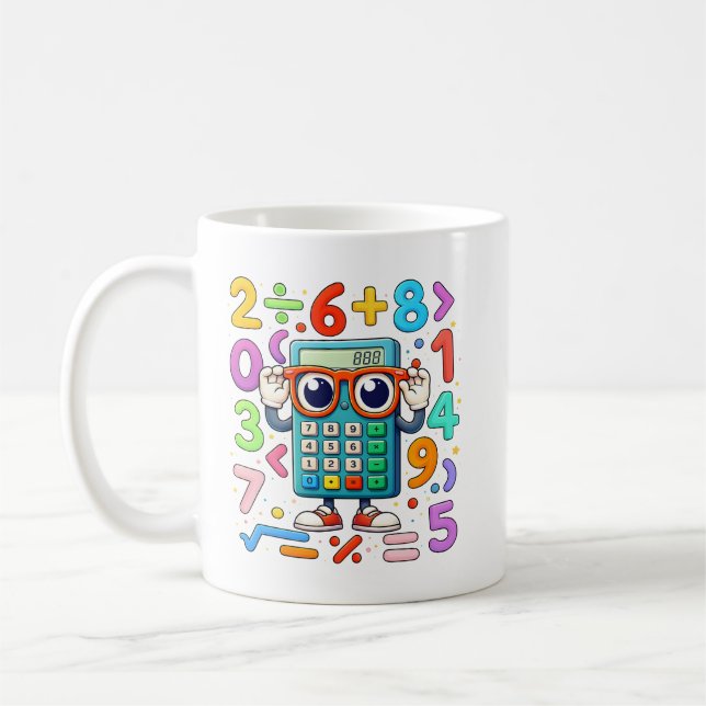 Cute Maths Calculator Numbers Mug for Kids (Left)