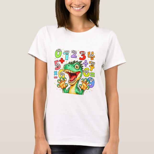 Cute Maths Crocodile Numbers T Shirt for Kids (Front)