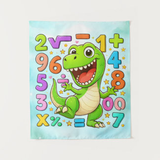 Cute Maths Dinosaur Numbers Poster for Kids Tapestry
