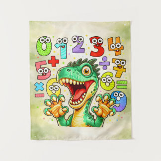 Cute Maths Dinosaur Numbers Poster for Kids Tapestry