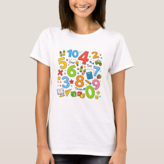Cute Maths Numbers Pattern Cartoon T Shirt Kids UK