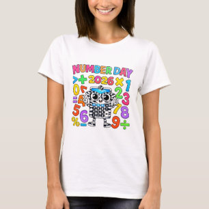 Cute Maths Numbers Robot Calculator T Shirt KidsUK
