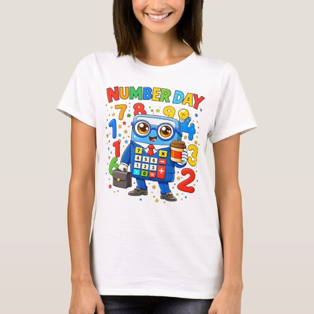Cute Maths Numbers Robot Number Day T Shirt KidsUK (Front)