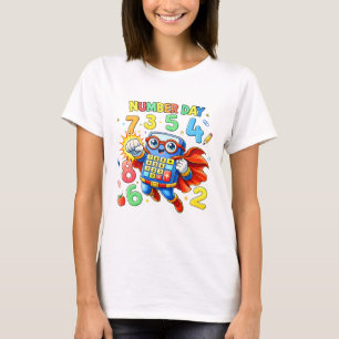 Cute Maths Numbers Superhero Robot T Shirt KidsUK