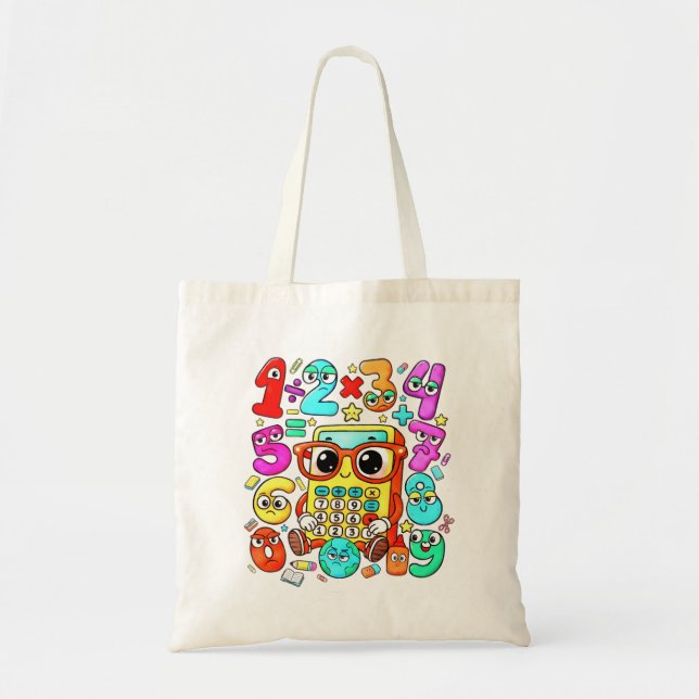 Cute Maths Numbers Tote Bag for School (Front)