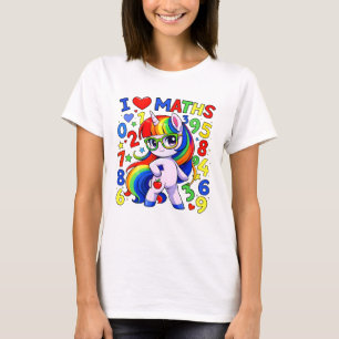 Cute Maths Numbers Unicorn Cartoon T Shirt Kids UK