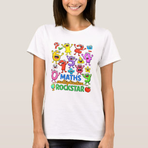 Cute Maths Rockstar Numbers Cartoon T Shirt KidsUK