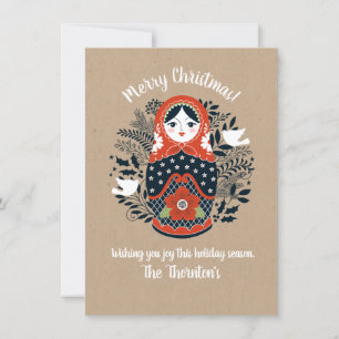 Cute Matryoshka Nesting Doll Christmas Card
