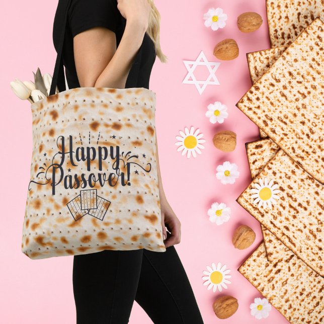 Cute Matzah Jewish Holiday Happy Passover Tote Bag (Creator Uploaded)
