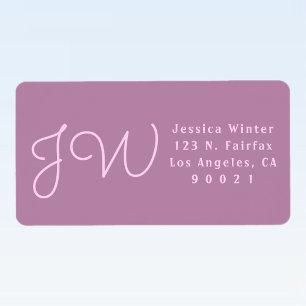 Cute Mauve/Pink Monogrammed Return Address Labels