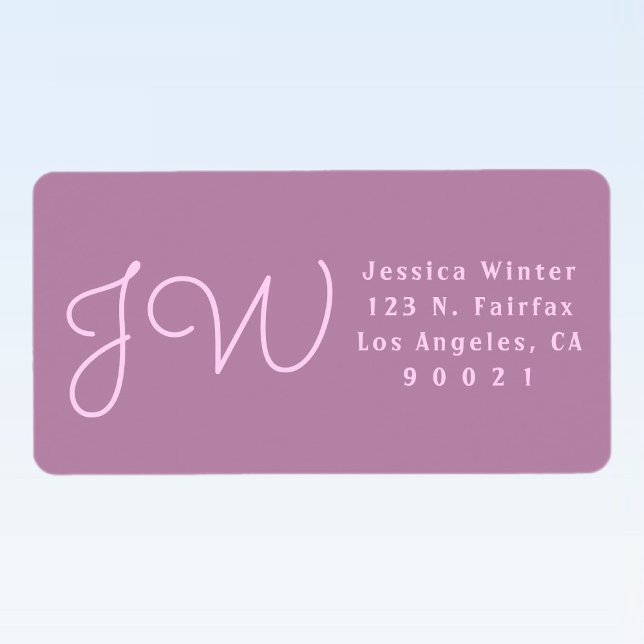 Cute Mauve/Pink Monogrammed Return Address Labels (Creator Uploaded)
