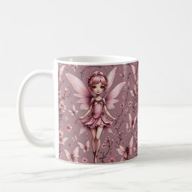 Cute Mauve Pixie Fairy Mug (Left)